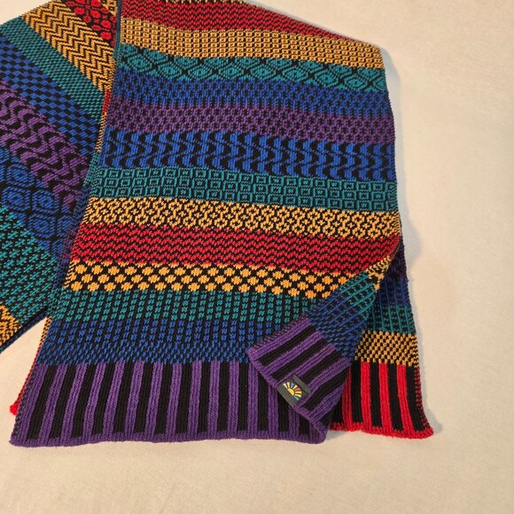 SOLMATE Boho UNISEX Multicolor Multi Patterns Recycled Knit Scarf New NO Tags! - Picture 9 of 14
